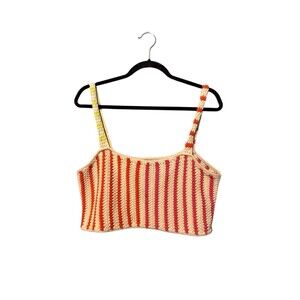 Future Collective Crochet Tank Coquette Barbiecore Striped Knit Crop